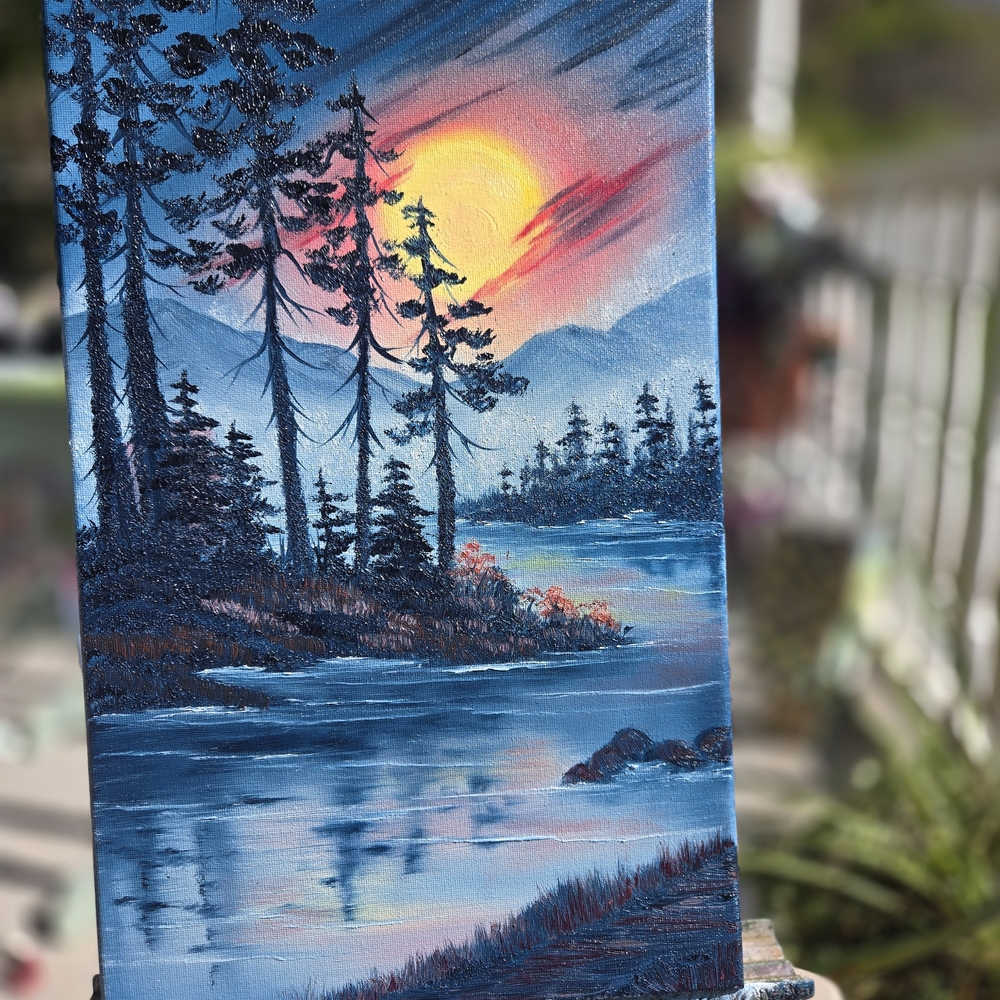 Serene Forest Sunset Canvas Art
